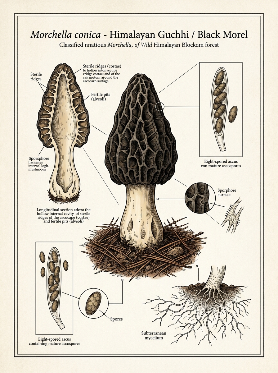 Wild Himalayan Black Morel (Guchhi)